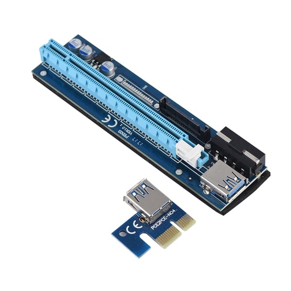 PCI-E Express 1x til 16x 4PIN Mining Extender Riser Card Adapter med USB 3.0-kabel