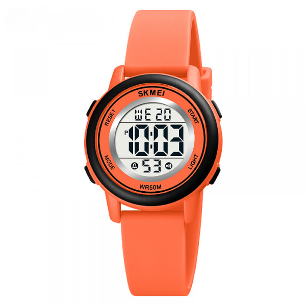Børns digitale sportsvandtætte ur til piger og drenge, børns sportsudendørs LED-elektriske ure med lysende alarmstopur Børnearmbåndsur (orange)