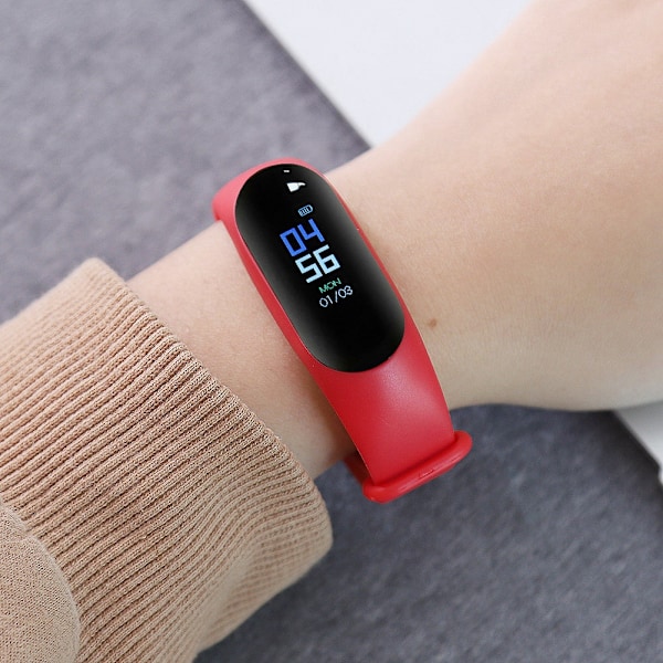 Bluetooth Smart Armbåndsur Hjertefrekvens Fitness Tracker Hjertefrekvens Blodtryk (Rød)
