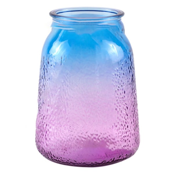 Vas Attractiv Dekorativ Glasmaterial Stabil Bas 9,5x9x18cm Minimalistisk Stil Vas Ornament för Hem Blå Lila