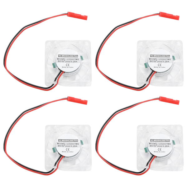 4 Set Kylfläkt för Raspberry Pi 4B LED Blått Ljus Kylare Radiator Datortillbehör Delar Separat Fläkt