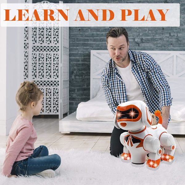 Smarte robot-hunde legetøj til børn, interaktive hunde legetøj til drenge, søde robot hvalp hundekammerater legetøj med lys, robot hund legetøj til 3-årige drenge, sjove