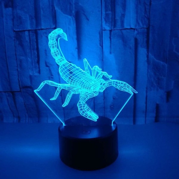 LED Dyr Scorpione Form 3D Nattelys, Barnelys 16-Farge Dimbar med Fjernkontroll Smart Berøring, Jule- og Bursdagsgaver for Gutter og Jenter