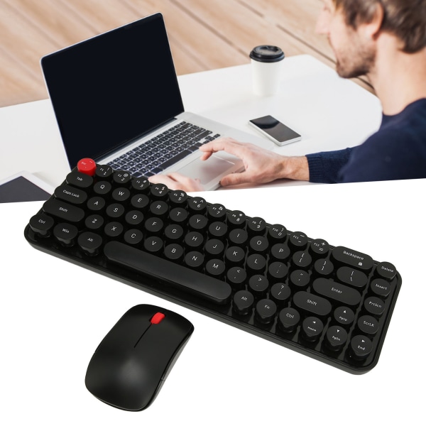 Wireless Keyboard Mouse Combo Mini Kannettava Retro Silent 2.4G Langaton 68 Keys Office Keyboard Mouse Set Black