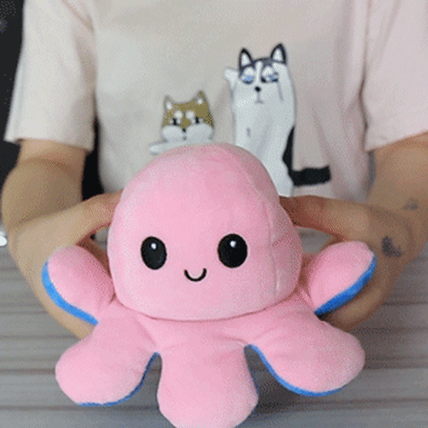 Det vendbare blæksprutte-plys-legetøj udtrykker dit humør uden et ord!
