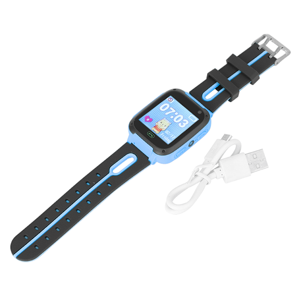 Børnepositionering Smartwatch Touch Alarmur Kamera Telefon Lommelygte Ur (Blå)