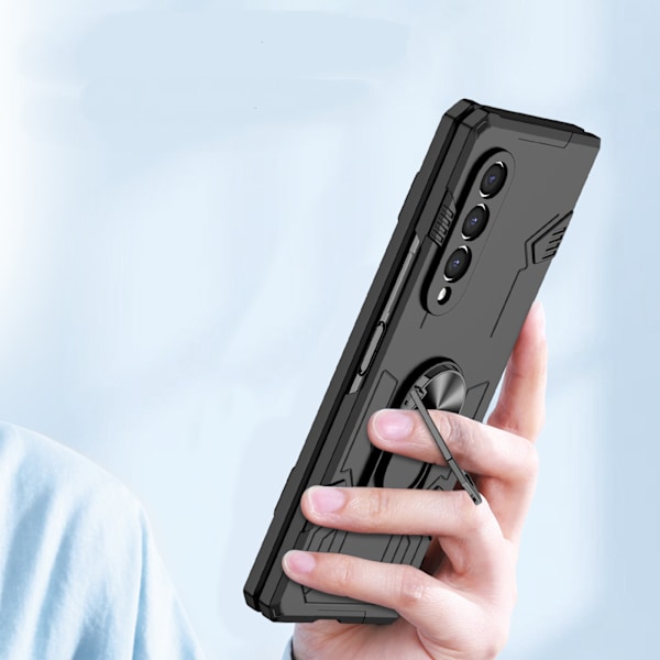 Samsung Galaxy Z Fold 3 Fodral Inbyggt 360° Roterbart Stativ Ringstöd Magnetisk Bilfäste Militärklass Stötsäkert Fodral