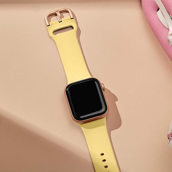 Apple Watch-rem, myk silikon sportsarmbånd, erstatningsrem, egnet for hele Iwatch-serien (Mango Yellow 42/44/45mm)