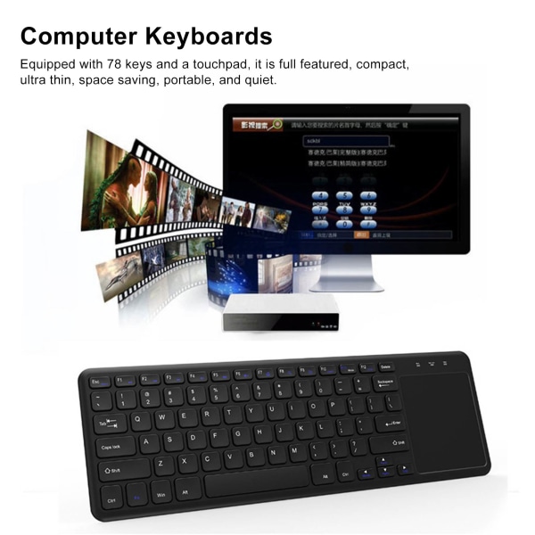 Trådløst tastatur 2.4G bærbart tastatur med touchpad til Windows til Android til OS X til pc bærbare computere tablets