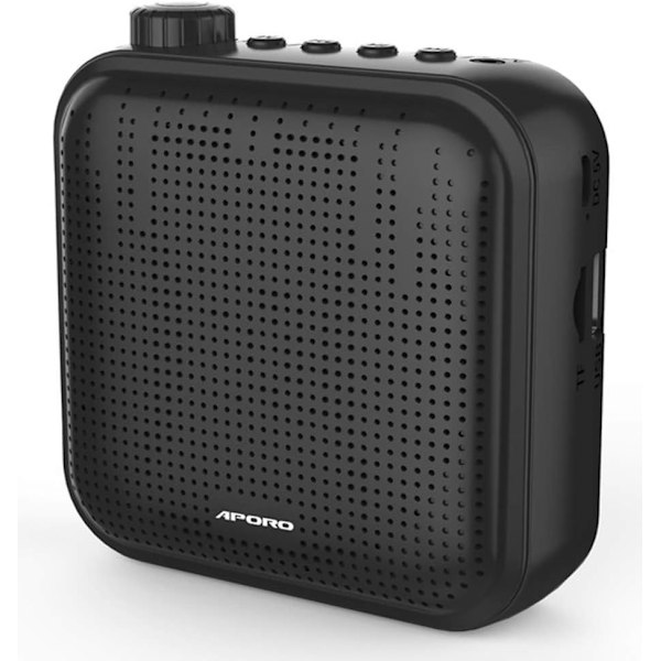 Röstförstärkare 12W Uppladdningsbart PA-system (1200mAh) med Trådbunden Mikrofon för Lärare, Tränare, Turguide och Mer (Svart)