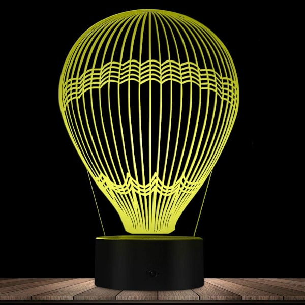 3D Heta Luftballong Nattlampa Illusion Led 7 Färgväxlande Touch Switch Skrivbordsdekoration Lampor Present med Akrylplatt ABS-bas USB-kabel Leksak