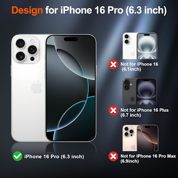 Magnetiskt skal för iPhone 16pro (Kompatibelt med MagSafe) (Militärklassat fallskydd) Slimmat Genomskinligt Matt Stöttåligt med A Black