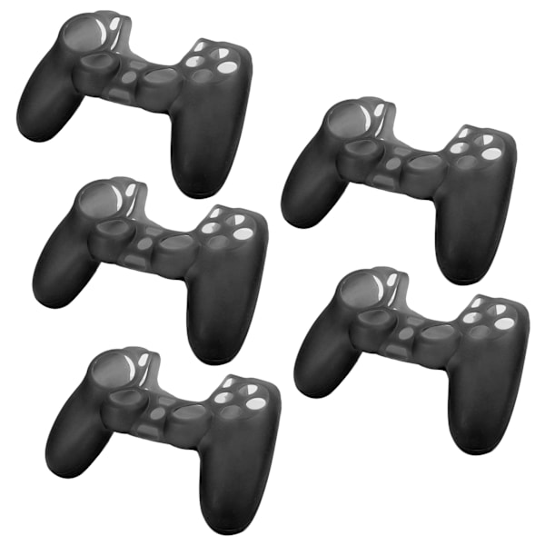5 stk. spillkonsoll gamepad silikonbeskyttende deksel tilbehør for PS4 spillmaskin svart