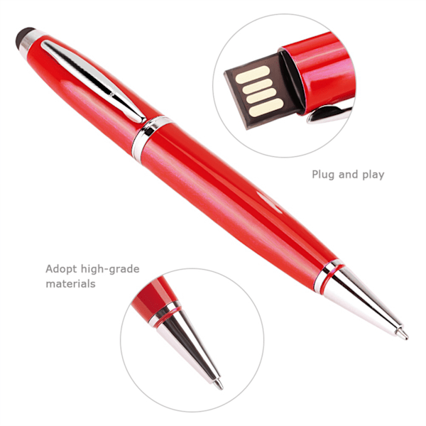 Tre i én multifunktion USB Flash Disk Touch Screen Pen Rød 16G