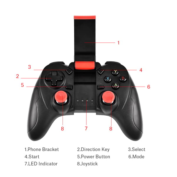 Bærbar trådløs Bluetooth spillkontroller Gamepad Joystick for Android iOS-telefon