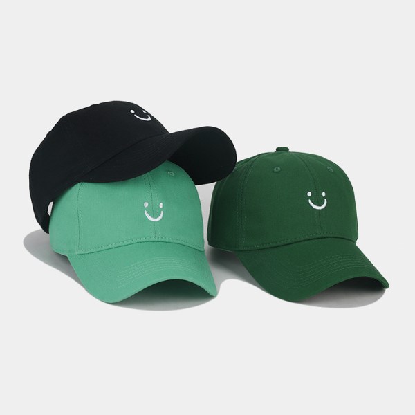 Smile Face Baseball Cap for Women Men Adjustable Low Profile Unstructured Cotton Dad Hat Black