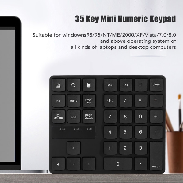 35-tangenters mini numerisk knappsats U-formade tangenter 32,8ft överföringsavstånd Lågt brus 2,4G trådlös sifferplatta för bärbar dator PC