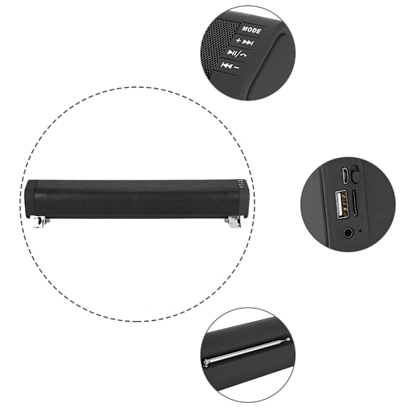 WSA-854 Stereo Bluetooth Soundbar Högtalare med Hög Volym och Radiofunktion med Instickskort