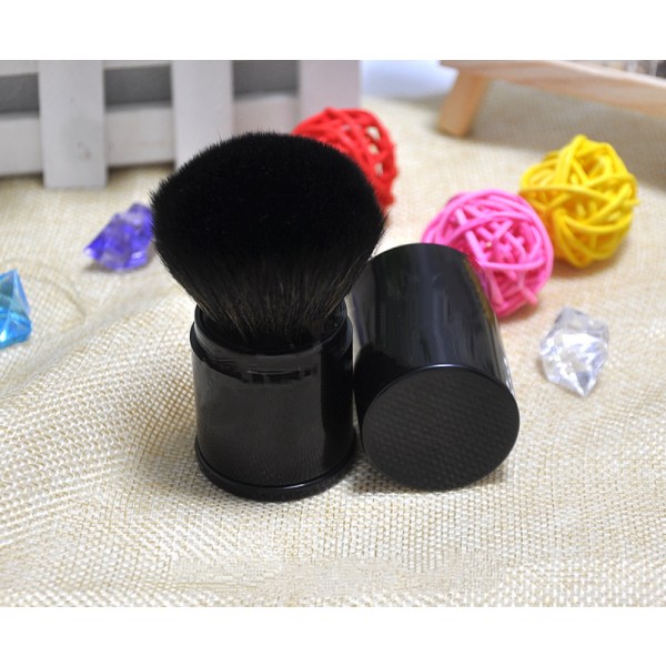 1 stk bærbar sort pulverbørste teleskopisk rødmebørste makeupbørste Multifunktionelt skønhedsmakeupværktøj (sort)