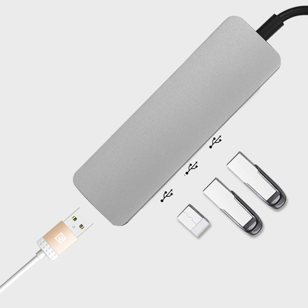 5 i 1 USB-C till 4-portars USB + för Android-utgångsport Multifunktionshubb Dockingstation