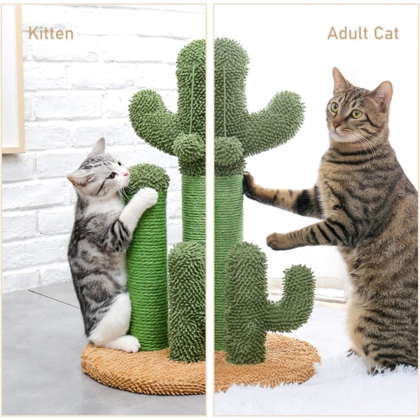 Cat Scratching Post Cactus Cat Scratcher med 3 skrapestenger og interaktiv dinglende ball
