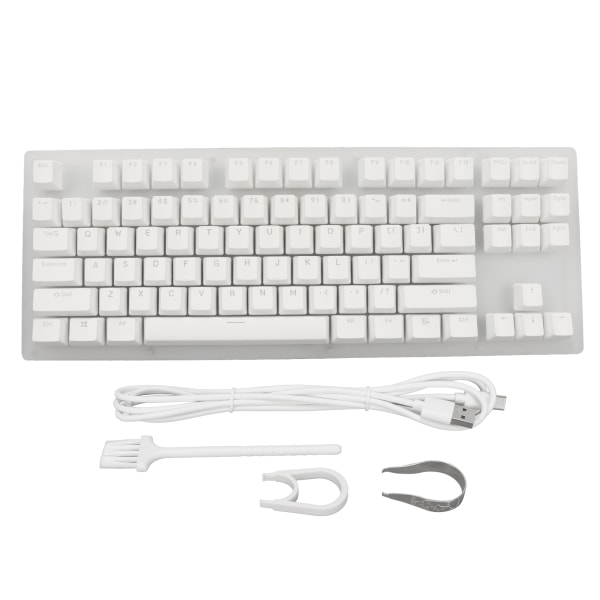Mekanisk tastatur Svart 87 nøkler RGB bakgrunnsbelyst glasspanel 40 Gbps Plug and Play kablet tastatur for PC Bærbar Spill Blå Switch