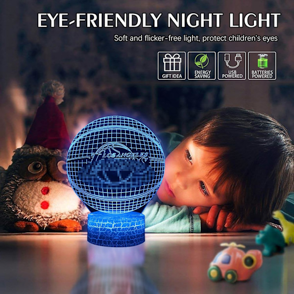 3D Optisk Illusion Nattlampa 7 Färger Smart Färgbyte Bordlampa Presenter till Fans, Basketbollfans, Födelsedagspresent