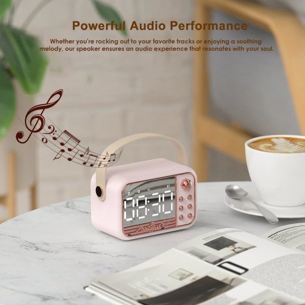 Retro Bluetooth-högtalare, 400 mA batteri, TF-kort, Aux-ingång, vattentät för iOS Android Smartphone Hemmakontor Present Pink