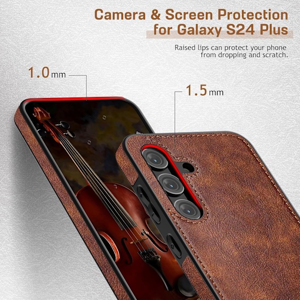 Samsung Galaxy S24+plus 6.7 tommer Cover, Premium Læder Klassisk Luksus PU Skridsikker Robust Bumper Stødsikker Fuld Kropsbeskyttelse Brown