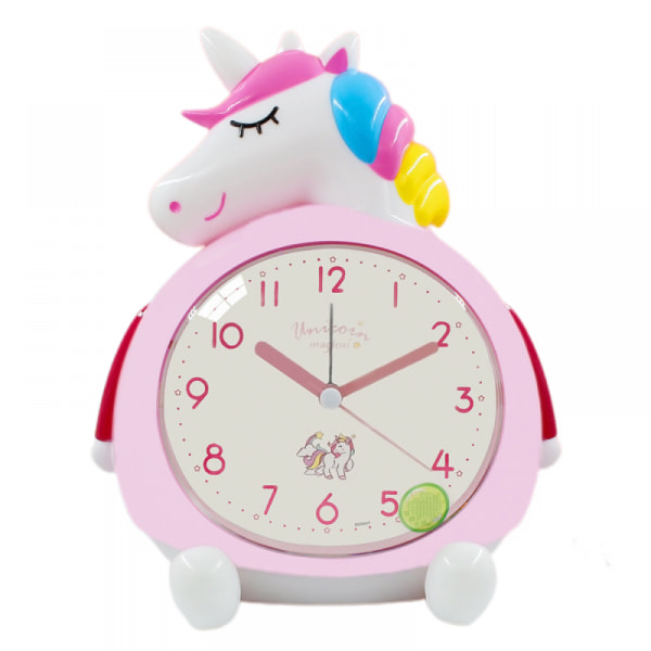 SAYTAY Unicorns Väckarklocka, Tecknad Väckarklocka Rainbow Unicorn Clock Nattljus, Student Barnhemsdekoration Skrivbordsklocka (Rosa)