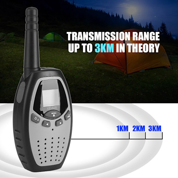 1 Set Walkie Talkie 2-vägs radio Intercom Upp till 3 km räckvidd för barn Present Grå