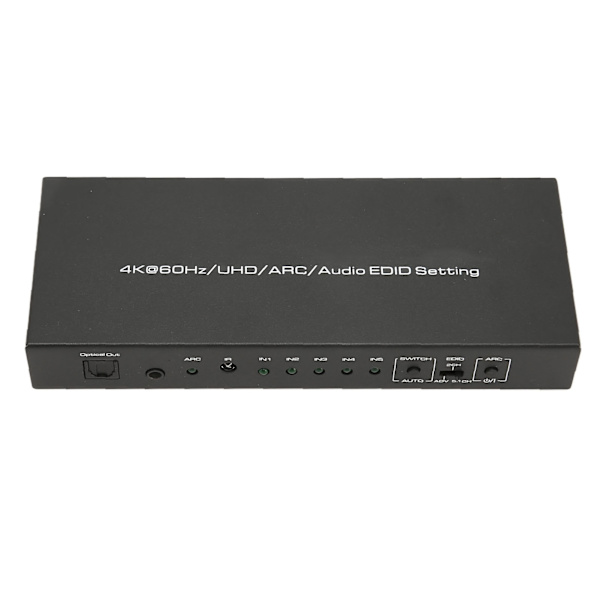 HDR HD Multimedia Interface Ljudextraktor 5 Port 18 Gbps Ljudextraktor Växellåda med Fjärrkontroll ARC 100‑240V EU-kontakt