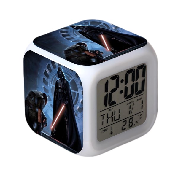Star Wars väckarklocka film The Force Awakens LED väckarklocka fyrkantig klocka digital väckarklocka med tid, temperatur, alarm, datum