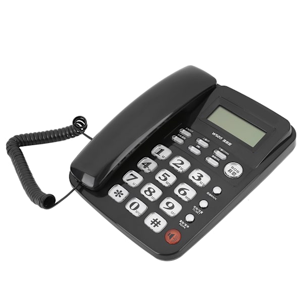 W520 Telefon med opkaldsidentifikation, håndfri opkald til kontor, hjem, familie og virksomhed, sort