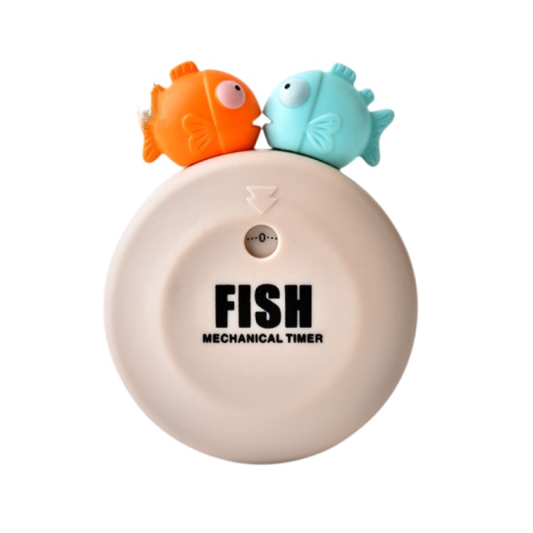 Cute Kiss Fish Design Kitchen Timer, Mechanical Timer 55-Minute Timer, Cooking Countdown, Timer with Magnet for Refrigerator(Griege)