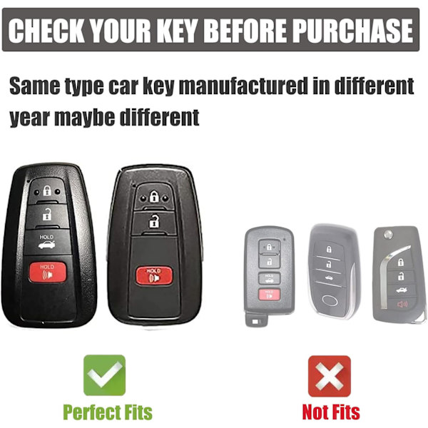 Toyota nøgleetui med snor, nøglebeskyttelse til 2018-2022 Camry Highlander RAV4 C-HR Avalon Prius Corolla GT86 Smart Key Holder