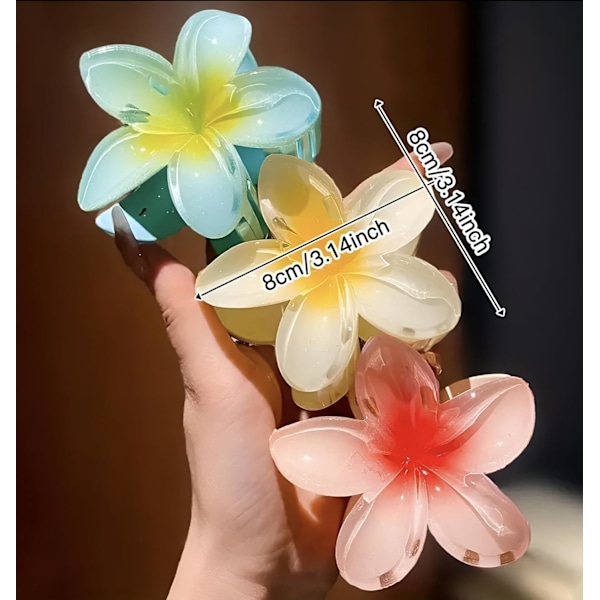 4-pack Stora Blommiga Hårclips, Färgglada Blommönster, Mångsidigt Håraccessoar för Kvinnor, Strandsemester Stil, Medelstorlek, Enstaka Förpackning