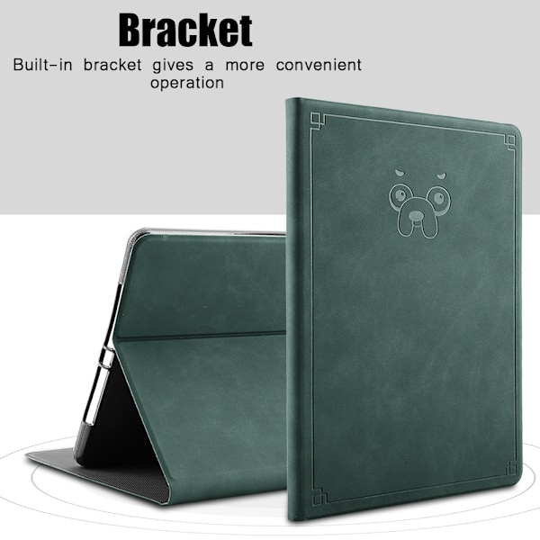 9,7in Full Covering Anti-scratch Flip Case til iPad Air1 Air2 Pro 2018 med Bracket - Mørkegrøn