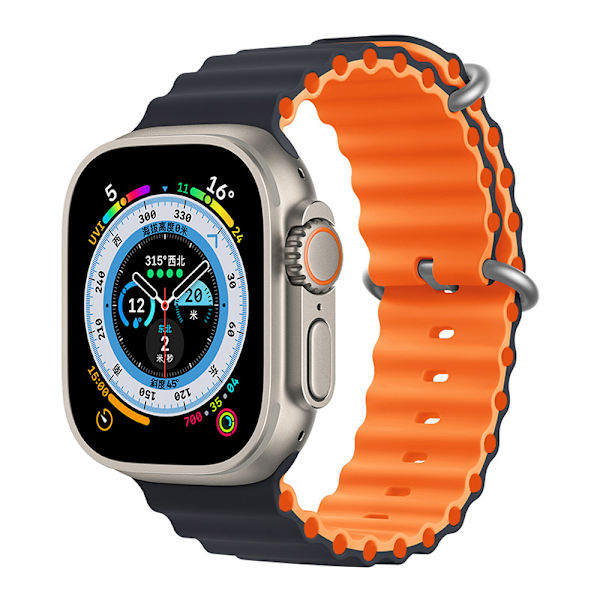 Apple Ocean -ranneke applewatch8/7/se/ultra -urheilukäyttöön sopiva kaksiväri silikoninen iwatch-ranneke (42/44/45/49mm)