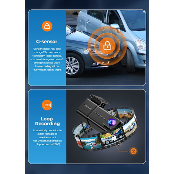 Dash Cam, 2.5k 1440P WiFi Dashcams, Dash Camera for Cars with APP, Mini Car Camera, Free 32GB SD Card, Night Vision, 24H Parking Mode, G-Sensor, Loo Black