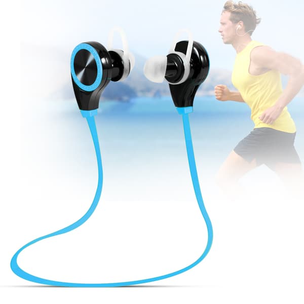 Bærbar trådløs Bluetooth stereo ørekrog design headset øretelefon øretelefon blå