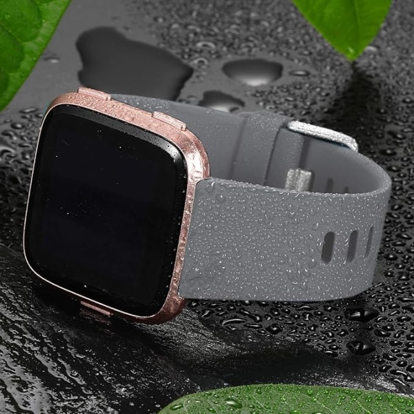 Smartwatch-armbandet är kompatibelt med Fitbit Versa Smartwatch, Versa 2 och Versa Lite se-klockor för kvinnor och män（Grå-S）