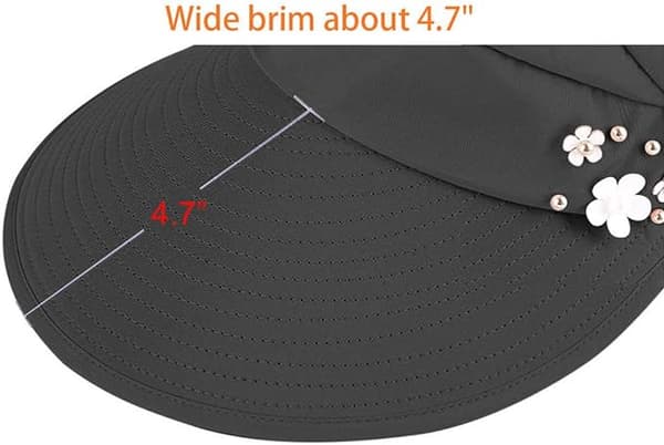 Solhatter for kvinner Bred brem Solhatt UV-beskyttelse Caps Floppy Beach Packable Visor navy blue
