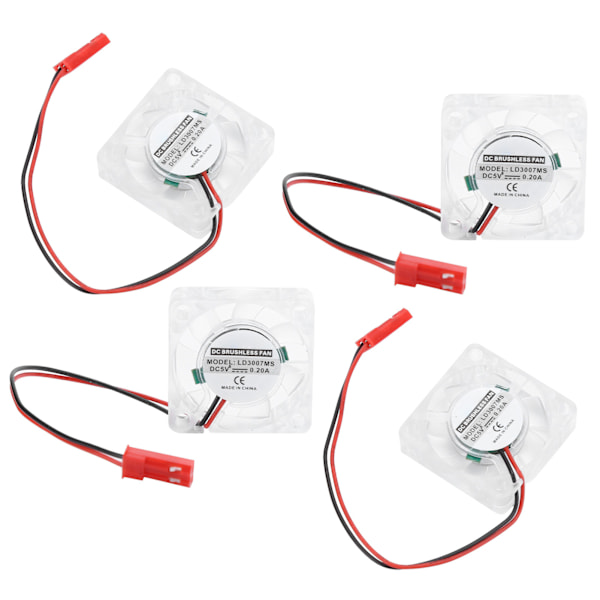 4 Set Kylfläkt för Raspberry Pi 4B LED Blått Ljus Kylare Radiator Datortillbehör Delar Separat Fläkt