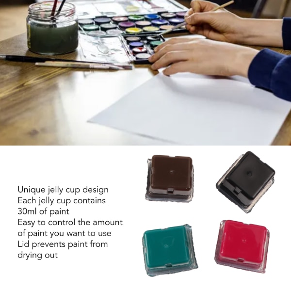 Gouache maling sæt multifunktionel gelé kop design 18 farver 30ml gouache akvarel maling til kunstnere studerende børn