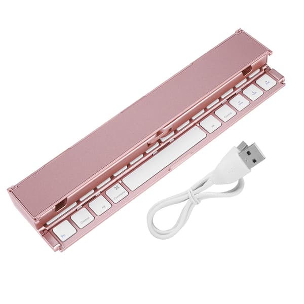 Universal Foldbar Trådløs Bluetooth Tastatur til Windows/Android/IOS Tablet Rose Gold