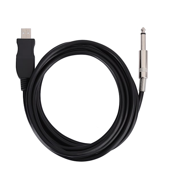 Bærbar guitar USB-lydkabel computer ledningsforbindelse instrument adapter sort 300cm