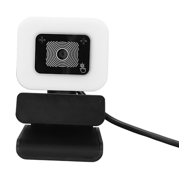2K Streaming Webbkamera USB Autofokus HD Webbkamera med Mikrofon Touch Light för Spel Streaming Möte