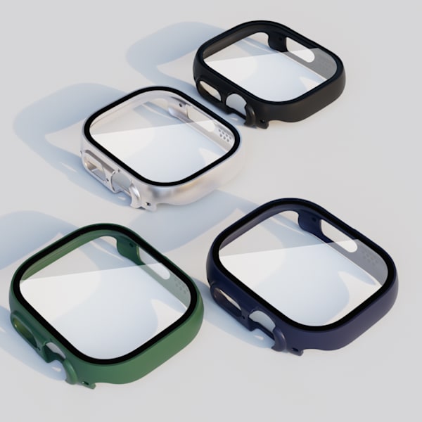 [2 ST] Pack Case för Apple Watch Ultra 49mm Protector No Foggy Härdat Glass Skärmskydd med Hård PC-skydd Bumper
