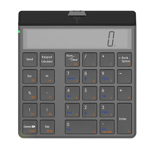 Numeriskt tangentbord och miniräknare 2 i 1 med LCD-skärm Nummertangentbord Bluetooth Trådlös elektronisk miniräknare 12 siffror
